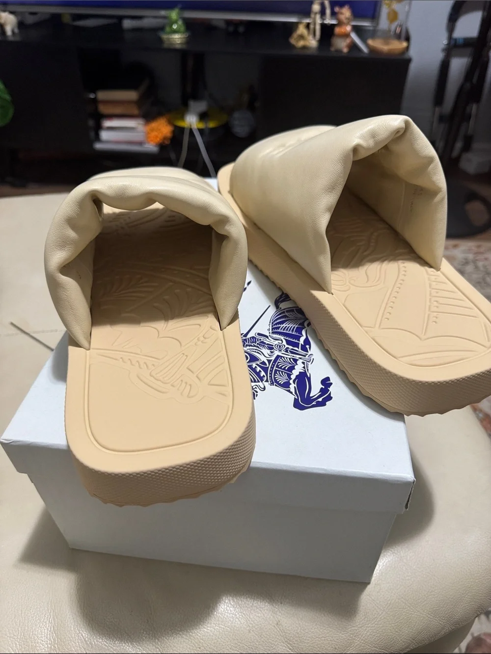 Burberry Beige Padded Slide Sandals